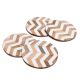 Round Wooden Coasters with White Resin Inlay Geometric Design-Set of 4